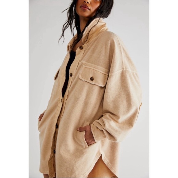 Free People Ruby Oversized Shacket Mustard Seed NWT - Picture 3 of 12